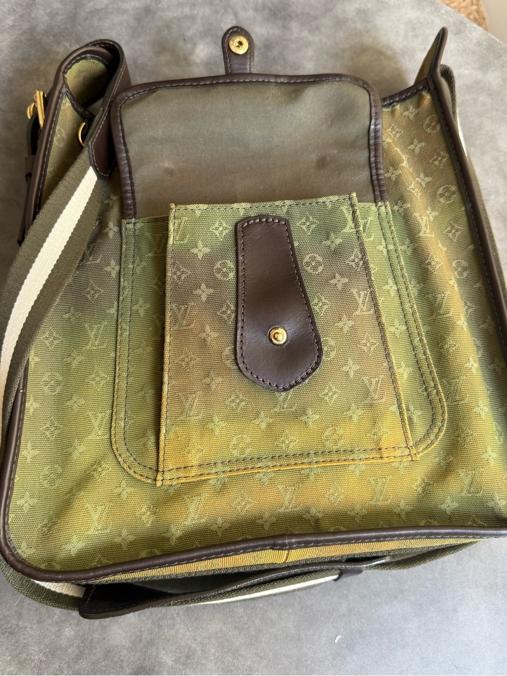 Louis Vuitton VI0074 Besace Mary Kate Olive Green & Brown Leather Crossbody Bag - Picture 10 of 16